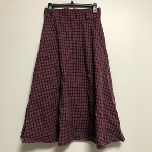 Red Plaid Wool Skirt